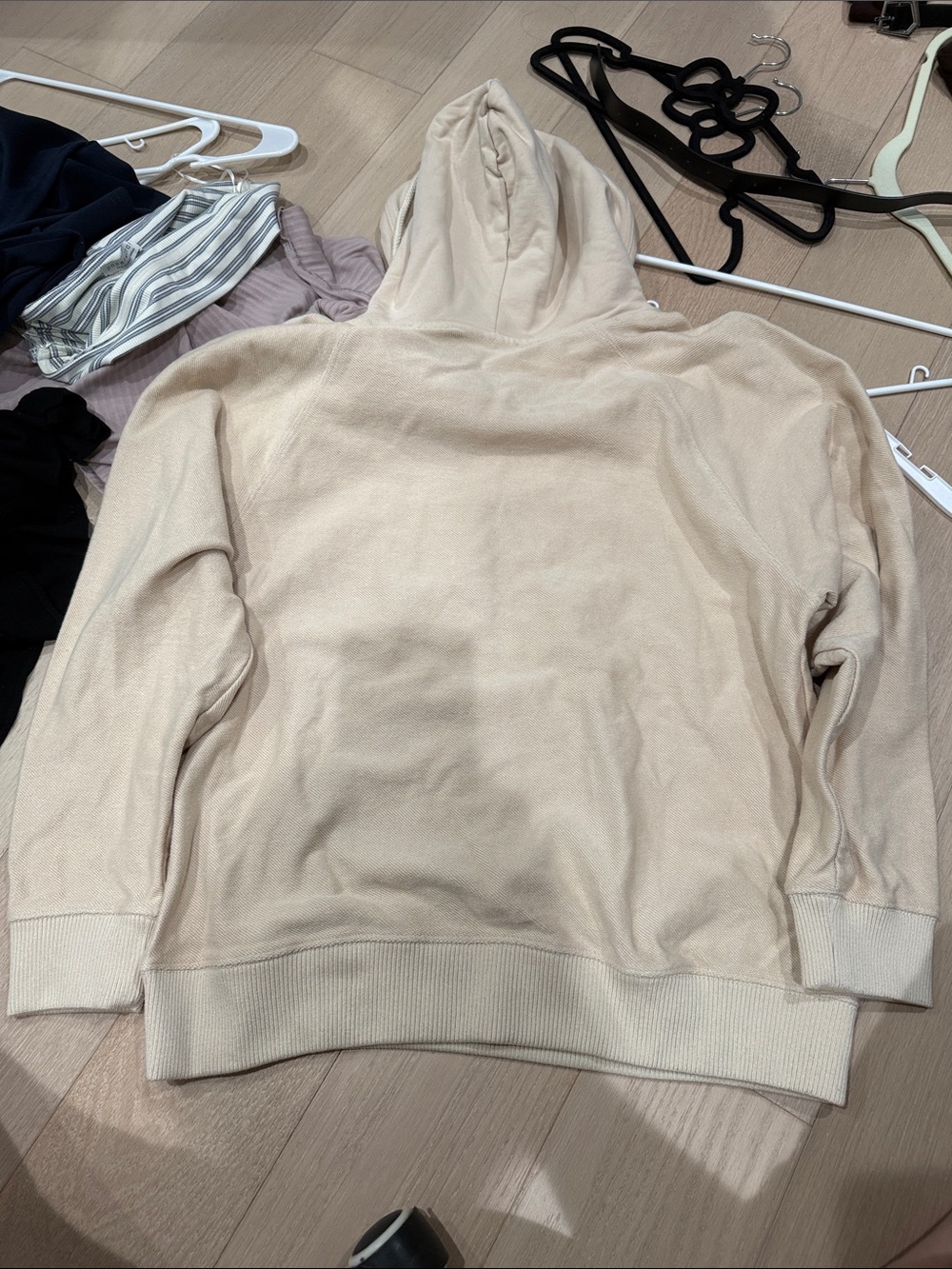 Cream Embroidered Logo Crewneck Hoodie - Picture 3 of 3